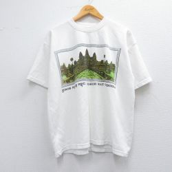 XL★古着 半袖 ビンテージ Tシャツ メンズ 00年代 00s アンコールワット カンボジア コットン クルーネック 白 ホワイト 25apr11 中古