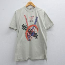 L★古着 フルーツオブザルーム 半袖 ビンテージ Tシャツ メンズ 90年代 90s タイヤ 企業広告 コットン クルーネック USA製 薄ベージュ カーキ 25apr11 中古