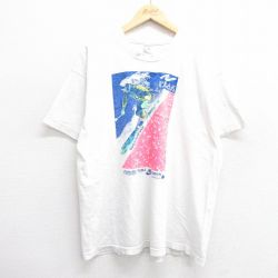XL★古着 フルーツオブザルーム 半袖 ビンテージ Tシャツ メンズ 90年代 90s スキー 大きいサイズ コットン クルーネック USA製 白 ホワイト 25apr14 中古