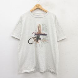XL★古着 コロンビア COLUMBIA 半袖 ビンテージ Tシャツ メンズ 90年代 90s ルアー コットン クルーネック USA製 薄グレー 霜降り 【spe】 25apr15 中古