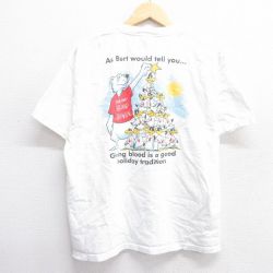 【20%OFF】L★古着 半袖 ビンテージ Tシャツ メンズ 00年代 00s 赤十字 レッド クマ コットン クルーネック 白 ホワイト 25apr16 中古