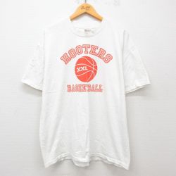 XL★古着 ヘインズ Hanes 半袖 ビンテージ Tシャツ メンズ 00年代 00s フーターズ バスケットボール 大きいサイズ コットン クルーネック 白 ホワイト 25apr16 中古