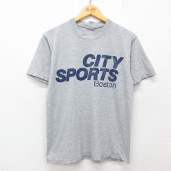 M★古着 半袖 ビンテージ Tシャツ メンズ 90年代 90s CITY SPORTS コットン クルーネック USA製 グレー 霜降り 25apr16 中古