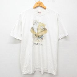 XL★古着 フルーツオブザルーム 半袖 ビンテージ Tシャツ メンズ 00年代 00s ネコ クルーネック 白 ホワイト 25apr16 中古