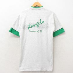 【50%OFF】L★古着 半袖 ビンテージ Tシャツ メンズ 90年代 90s ホットドッグ クルーネック グレー 霜降り 25apr23 中古