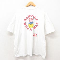 XL★古着 ヘインズ Hanes 半袖 ビンテージ Tシャツ メンズ 90年代 90s スマイル 大きいサイズ クルーネック USA製 白 ホワイト 【spe】 25apr23 中古