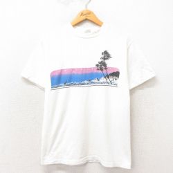 【50%OFF】M★古着 ヘインズ Hanes 半袖 ビンテージ Tシャツ メンズ 80年代 80s カリフォルニア コットン クルーネック USA製 白 ホワイト 25apr23 中古