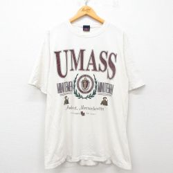 XL★古着 半袖 ビンテージ Tシャツ メンズ 00年代 00s UMASS クルーネック 白 ホワイト 25apr23 中古