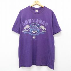 XL★古着 ジャージーズ 半袖 ビンテージ Tシャツ メンズ 90年代 90s ラスベガス コットン クルーネック USA製 紫 パープル 25apr23 中古