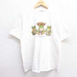 XL★古着 半袖 ビンテージ Tシャツ メンズ 00年代 00s カエル コットン クルーネック 白 ホワイト 25apr23 中古