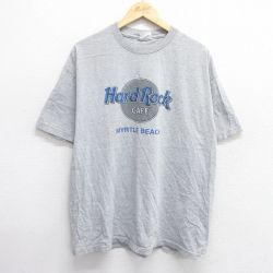 XL★古着 半袖 ビンテージ Tシャツ メンズ 00年代 00s ハードロックカフェ マートルビーチ クルーネック グレー 霜降り 25apr23 中古