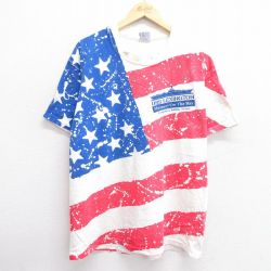 XL★古着 半袖 ビンテージ Tシャツ メンズ 90年代 90s 星条旗 レキシントン コットン クルーネック 白他 ホワイト 25apr23 中古