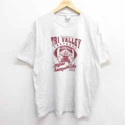 【20%OFF】XL★古着 ヘインズ Hanes 半袖 ビンテージ Tシャツ メンズ 00年代 00s トリバレー フットボール 大きいサイズ クルーネック 薄グレー 霜降り 25apr23 中古