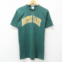 M★古着 マジェスティック 半袖 ビンテージ Tシャツ メンズ 90年代 90s ノートルダム クルーネック USA製 緑 グリーン 25apr23 中古