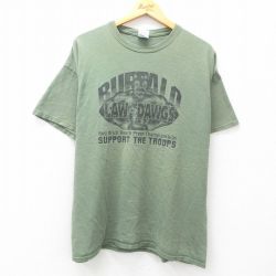 【50%OFF】XL★古着 半袖 ビンテージ Tシャツ メンズ 00年代 00s LAW DAWGS 大きいサイズ コットン クルーネック 緑 グリーン 25apr23 中古