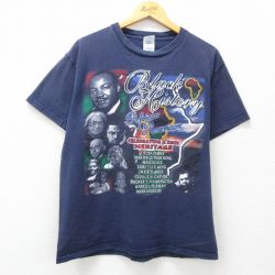 【50%OFF】L★古着 半袖 ビンテージ Tシャツ メンズ 00年代 00s Black History コットン クルーネック 紺 ネイビー 25apr23 中古