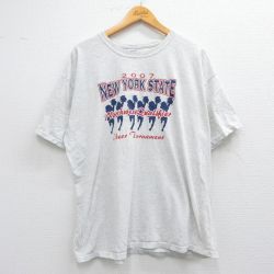 XL★古着 半袖 ビンテージ Tシャツ メンズ 00年代 00s チアリーディング ニューヨーク 大きいサイズ クルーネック グレー 霜降り 25apr24 中古