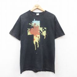 L★古着 半袖 ビンテージ Tシャツ メンズ 00年代 00s 44 コットン クルーネック 黒 ブラック 25apr24 中古