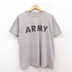 【50%OFF】XL★古着 半袖 ビンテージ Tシャツ メンズ 90年代 90s ミリタリー アーミー ARMY リフレクター クルーネック グレー 霜降り 25apr24 中古
