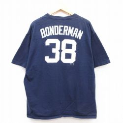 XL★古着 リー Lee 半袖 ビンテージ Tシャツ メンズ 00年代 00s MLB デトロイトタイガース ジェレミーボンダーマン 38 大きいサイズ コットン クルーネック 紺 ネイビー メジャーリーグ ベースボール 野球 25apr24 中古