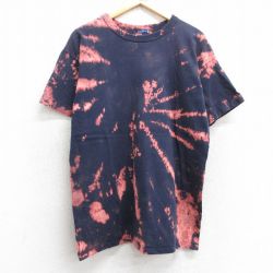 【50%OFF】L★古着 チャンピオン champion 半袖 ビンテージ Tシャツ メンズ 90年代 90s 無地 クルーネック 紺他 ネイビー ブリーチ加工 25apr24 中古