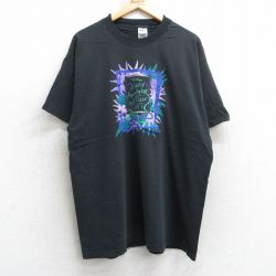 XL★古着 フルーツオブザルーム 半袖 ビンテージ Tシャツ メンズ 90年代 90s トカゲ コットン クルーネック 黒 ブラック 25apr24 中古