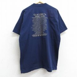 XL★古着 フルーツオブザルーム 半袖 ビンテージ Tシャツ メンズ 90年代 90s スタッフ GLACURH コットン クルーネック USA製 紺 ネイビー 25apr24 中古