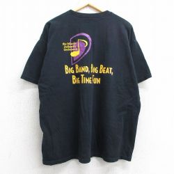 XL★古着 半袖 ビンテージ Tシャツ メンズ 00年代 00s 音符 大きいサイズ コットン クルーネック 黒 ブラック 25apr24 中古