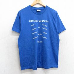 L★古着 ヘインズ Hanes 半袖 ビンテージ Tシャツ メンズ 00年代 00s ハリントン クルーネック 青 ブルー 25apr24 中古