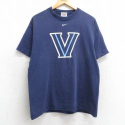 L★古着 ナイキ NIKE 半袖 ビンテージ Tシャツ メンズ 00年代 00s NOVANATION コットン クルーネック 紺 ネイビー 25apr25 中古