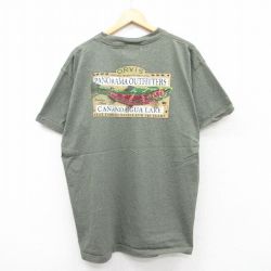 XL★古着 オービス ORVIS 半袖 ビンテージ Tシャツ メンズ 00年代 00s 魚 大きいサイズ クルーネック 緑系 グリーン 25apr25 中古