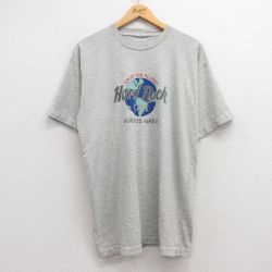 L★古着 半袖 ビンテージ Tシャツ メンズ 00年代 00s ハードロックカフェ ブエノスアイレス クルーネック グレー 霜降り 25apr28 中古