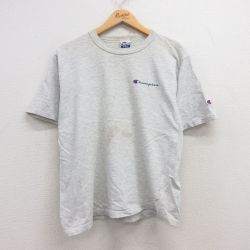 L★古着 チャンピオン champion 半袖 ビンテージ Tシャツ メンズ 90年代 90s ワンポイントロゴ クルーネック USA製 グレー 霜降り 25apr28 中古