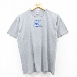 L★古着 ラッセル 半袖 ビンテージ Tシャツ メンズ 00年代 00s 馬 コビルー クルーネック グレー 霜降り 25apr30 中古