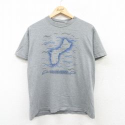 L★古着 半袖 ビンテージ Tシャツ メンズ 90年代 90s グアム コットン クルーネック グレー 霜降り 25apr30 中古