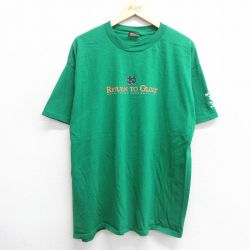 【50%OFF】XL★古着 半袖 ビンテージ Tシャツ メンズ 00年代 00s ノートルダム アイリッシュ フットボール 大きいサイズ コットン クルーネック 緑 グリーン 25apr30 中古