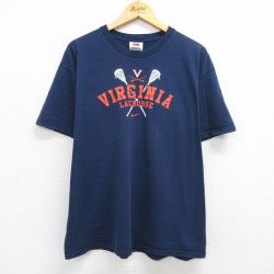 XL★古着 ナイキ NIKE 半袖 ビンテージ Tシャツ メンズ 00年代 00s バージニア ラクロス コットン クルーネック 紺 ネイビー 25may01 中古