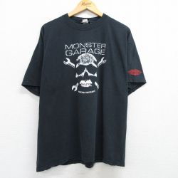 XL★古着 半袖 ビンテージ Tシャツ メンズ 00年代 00s スカル モンスターガレッジ 大きいサイズ コットン クルーネック 黒 ブラック 25may01 中古