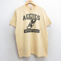 L★古着 ジャージーズ 半袖 ビンテージ Tシャツ メンズ 00年代 00s エイジーズ ウィングフット クルーネック 薄オレンジ 25may01 中古