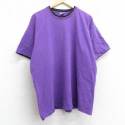 XL★古着 フルーツオブザルーム 半袖 ビンテージ Tシャツ メンズ 90年代 90s 無地 大きいサイズ コットン クルーネック USA製 紫 パープル 【spe】 25may01 中古