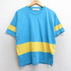 【20%OFF】L★古着 半袖 ビンテージ Tシャツ メンズ 90年代 90s ツートンカラー クルーネック 水色他 25may01 中古