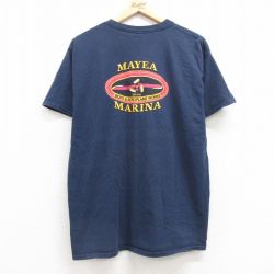 XL★古着 半袖 ビンテージ Tシャツ メンズ 00年代 00s MARINA コットン クルーネック 紺 ネイビー 25may01 中古