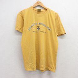【50%OFF】L★古着 半袖 ビンテージ Tシャツ メンズ 00年代 00s サザンメーン 大学 サッカー コットン クルーネック 黄 イエロー 25may01 中古