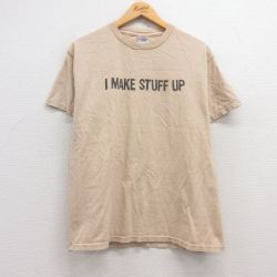 L★古着 半袖 ビンテージ Tシャツ メンズ 00年代 00s STUFF コットン クルーネック ベージュ カーキ 25may01 中古