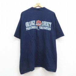 XL★古着 フルーツオブザルーム 半袖 ビンテージ Tシャツ メンズ 00年代 00s オレンジカウンティ 大きいサイズ コットン クルーネック 紺 ネイビー 25may01 中古