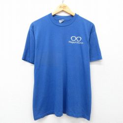 L★古着 ヘインズ Hanes 半袖 ビンテージ Tシャツ メンズ 80年代 80s メガネ Magay & Barron クルーネック USA製 青 ブルー 25may01 中古