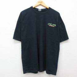 XL★古着 半袖 ビンテージ Tシャツ メンズ 90年代 90s LITTLE RIVER 大きいサイズ クルーネック 黒 ブラック 25may01 中古