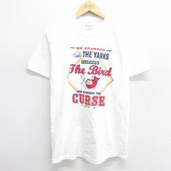 【50%OFF】M★古着 ヘインズ Hanes 半袖 ビンテージ Tシャツ メンズ 00年代 00s ベースボール 野球 鳥 コットン クルーネック 白 ホワイト 25may01 中古