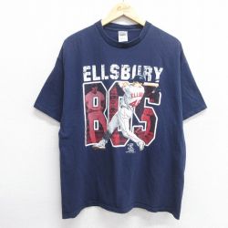 XL★古着 半袖 ビンテージ Tシャツ メンズ 00年代 00s MLB ボストンレッドソックス ジャコビーエルズベリー 46 コットン クルーネック 紺 ネイビー メジャーリーグ ベースボール 野球 25may01 中古