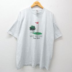 XL★古着 フルーツオブザルーム 半袖 ビンテージ Tシャツ メンズ 90年代 90s ゴルフ コットン クルーネック USA製 薄グレー 霜降り 25may01 中古